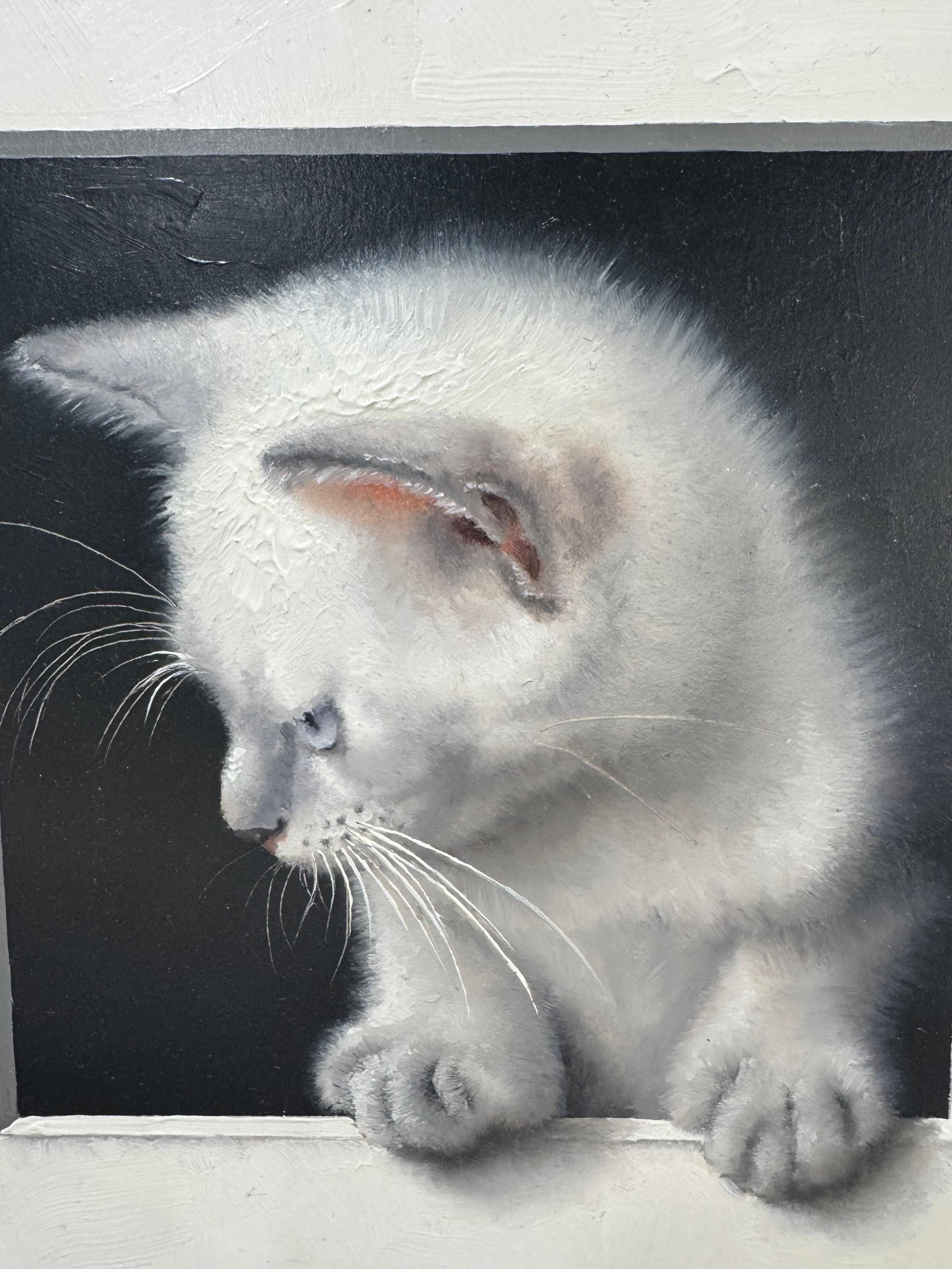 Large Trompe L’eole Mouse & Cat Oil Painting en venta 5