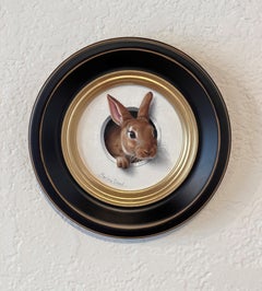 "Mini Lapin 33" by Marina Dieul, Original Oil Painting, Rabbit