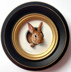 "Mini Lapin 33" by Marina Dieul, Original Oil Painting, Rabbit