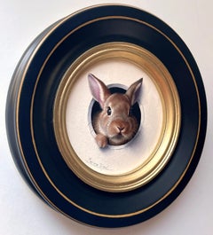 "Mini Lapin 34" by Marina Dieul, Original Oil Painting, Rabbit