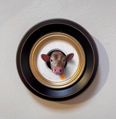 "Mini Vache 4" by Marina Dieul, Original Oil Painting, Cow