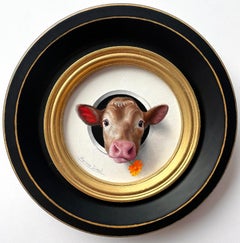 "Mini Vache 4" di Marina Dieul, Pittura ad olio originale, mucca