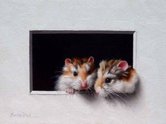 "Paire de hamsters, " Oil Painting
