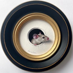 "Petite Souris 699" di Marina Dieul, Pittura a olio originale, Topo grigio