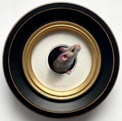 "Petite Souris 703" by Marina Dieul, Original Oil Painting, Grey Mouse
