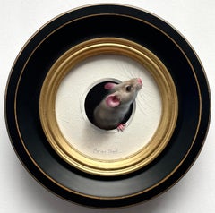 "Petite Souris 703" di Marina Dieul, Pittura a olio originale, Topo grigio