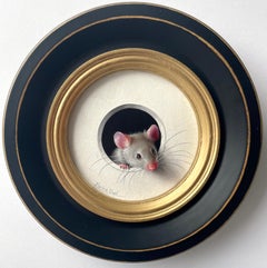 "Petite Souris 704" by Marina Dieul, Original Oil Painting, Grey Mouse