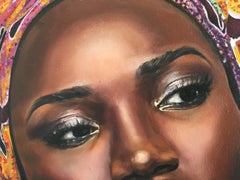 Nadine - Portrait Painting Colors Red Yellow Beige Green White Black Blue