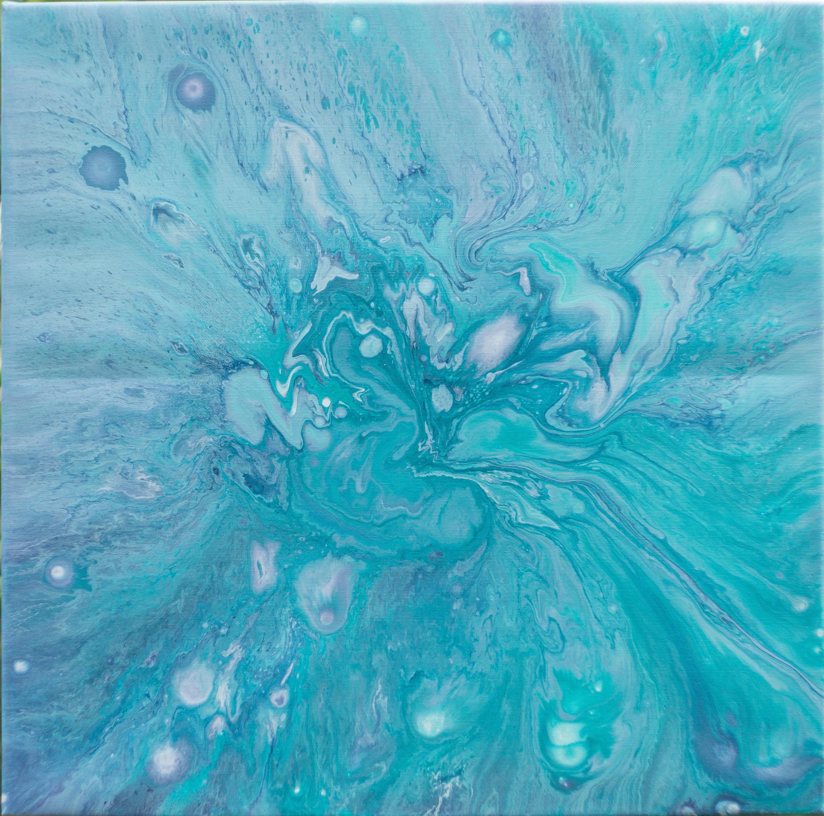 Marina Fisher Abstract Painting - Blue Lotus Abstract