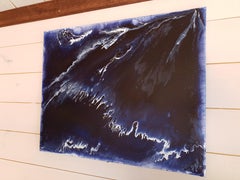 Butterfly Wing Painting Abstract Dark Blue Modern Original Art