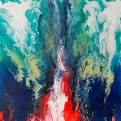 Campfire At Dawn Painting Abstract Forest Morning Light Modern Art