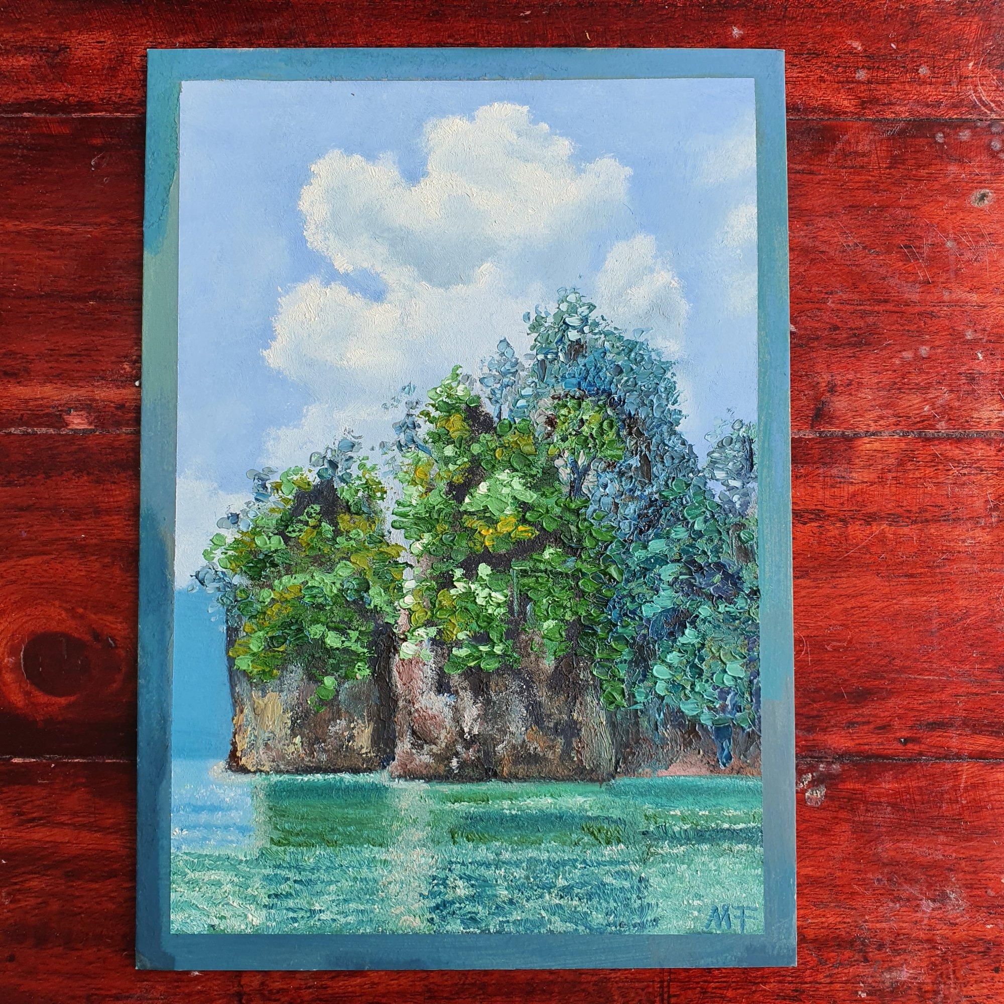 Embalse de Cheolan Tailandia - Painting Impresionista de Marina Fisher