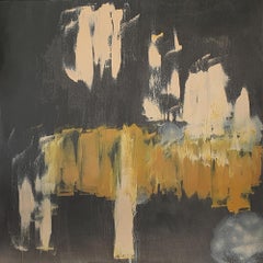 Cityscape Original Painting Abstract Industrial Horizon Wall Art Dark Skyline Go