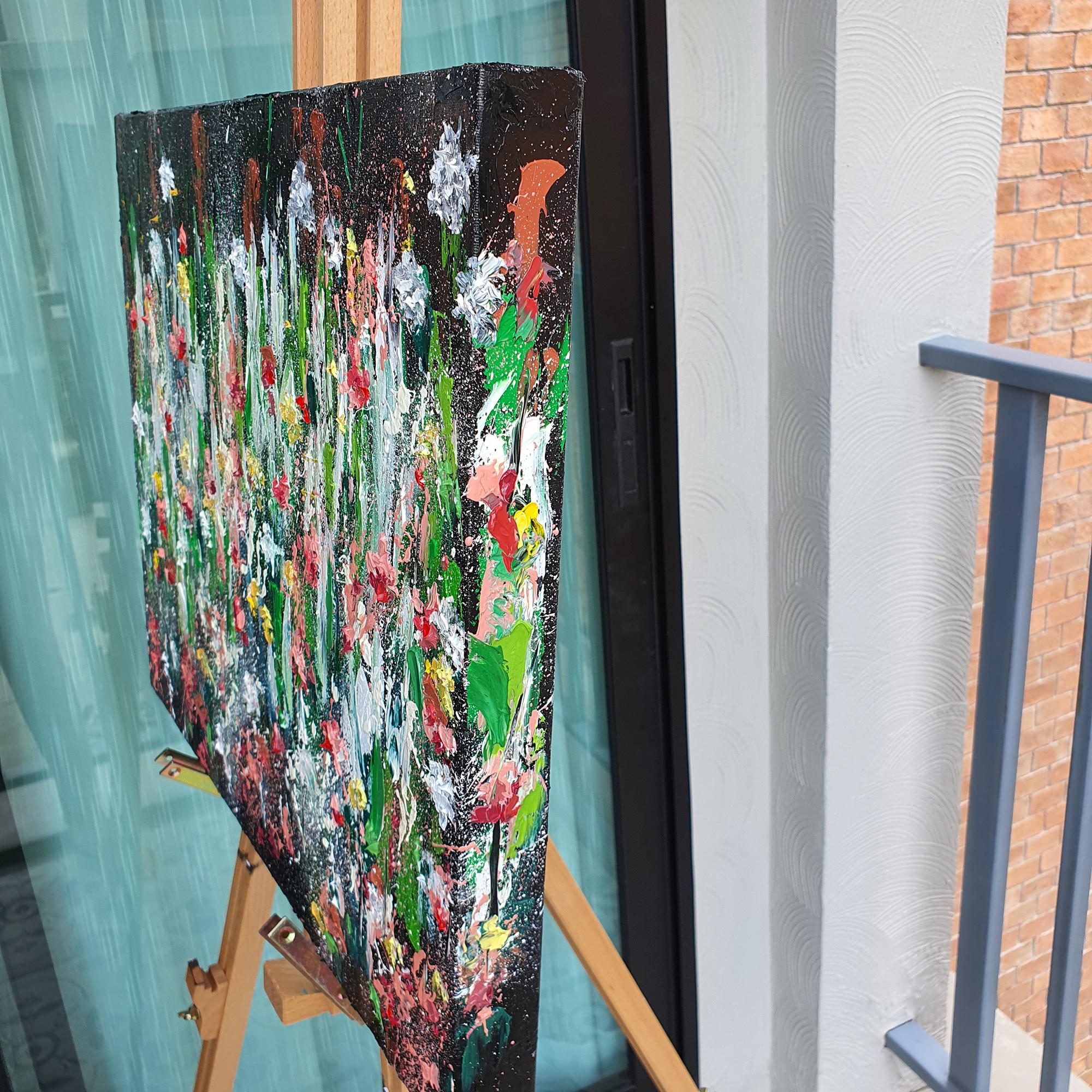 ¡Aporta energía y belleza a tu espacio con este vibrante cuadro abstracto floral! Creada con técnicas de impasto, esta obra de arte única en su género presenta pinceladas gruesas y texturizadas que le confieren un aspecto dinámico y expresivo. Un