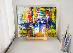 Forest Lake Reflection Painting Abstract Autumn Landscape Impasto Modern Art