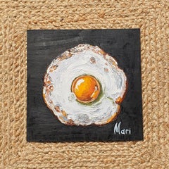 Fried Egg Painting Original Breakfast Food Art Kitchen Wall Decor
