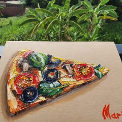 Gourmet Pizza Slice Painting Original Italian Food Art Kitchen Wall Decor
