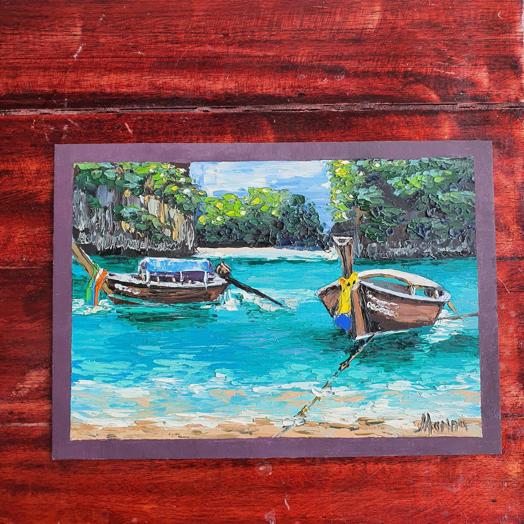 Lago Cheow Lan Tailandia - Painting Impresionista de Marina Fisher