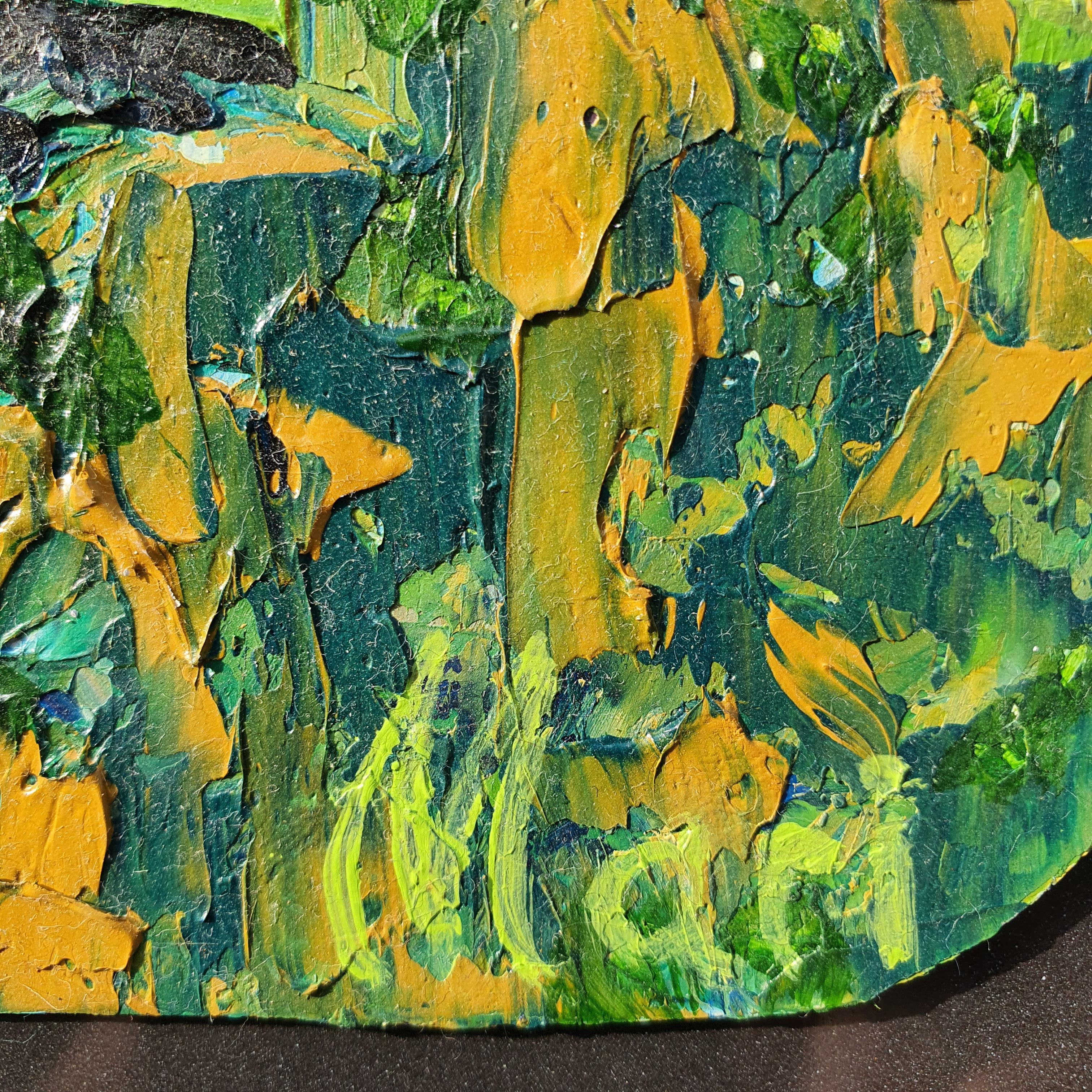 Bouquet di lavanda Pittura con pennellate spesse Opera d'arte floreale espressiva in vendita 5