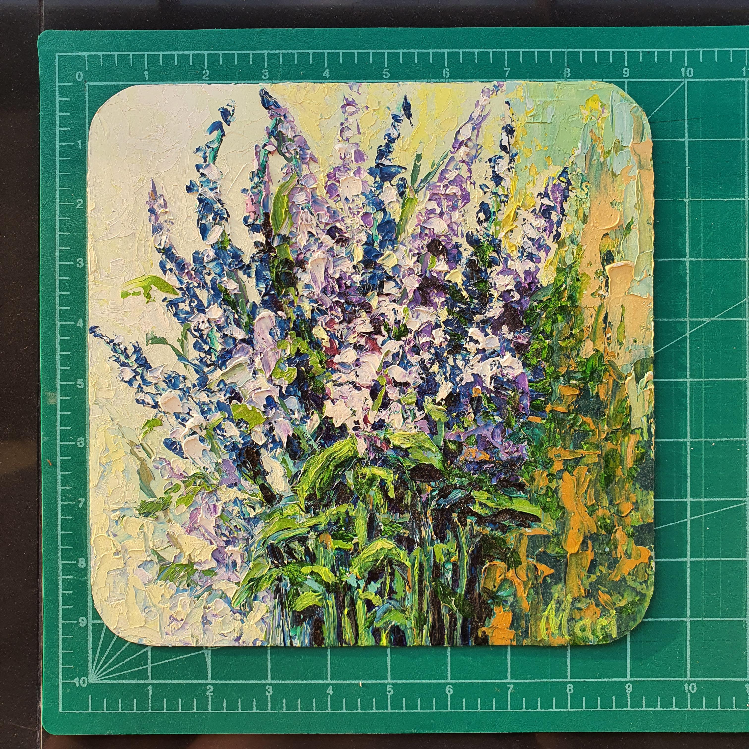 Bouquet di lavanda Pittura con pennellate spesse Opera d'arte floreale espressiva - Painting di Marina Fisher