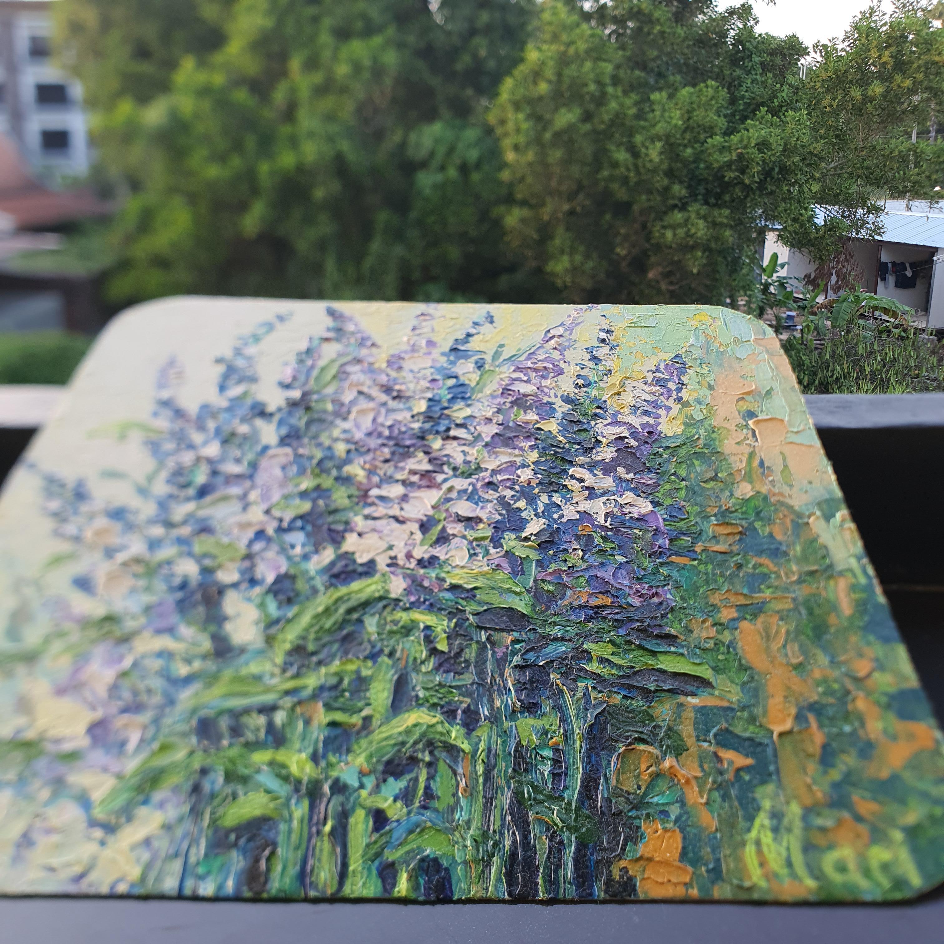 Bouquet di lavanda Pittura con pennellate spesse Opera d'arte floreale espressiva - Painting Impressionismo di Marina Fisher