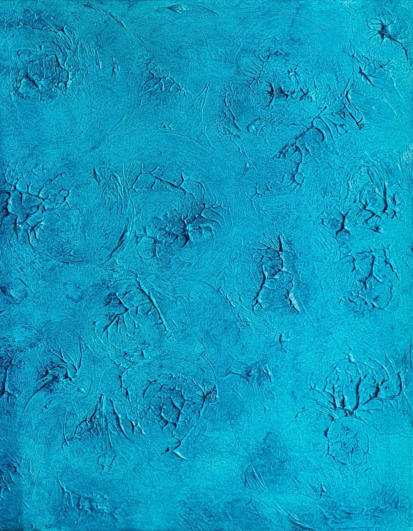 Marina Fisher Abstract Painting - Ocean Water Texture Painting Abstract Sea Surface Blue Coastal Modern Art