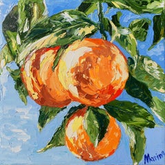 Orange Fruit Painting Still Life Citrus Kitchen Textured Modern Art