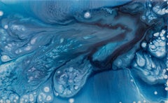 Orchid Painting Abstract Blue Flower Original Art