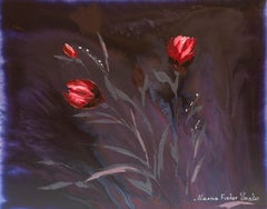 Pink Tulip Flowers Painting Still Life Floral Modern Textured Art