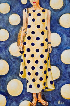 Polka Dot Dress Female Silhouette Fashion Figurative