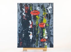 Poppy Flowers Painting Red Flower Modern Gray Background Art