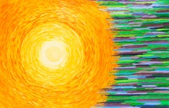 Strahlende Sonne über Wasser Abstrakte Landschaft Originalgemälde