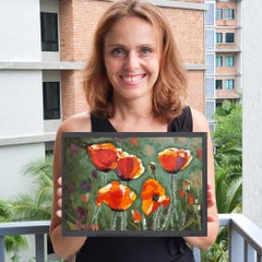 Peinture de jardin d'art floral texturée - Huile d'origine