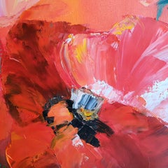 Red Poppy Flowers Original Painting Floral Painting Garden Art Flower Artwork