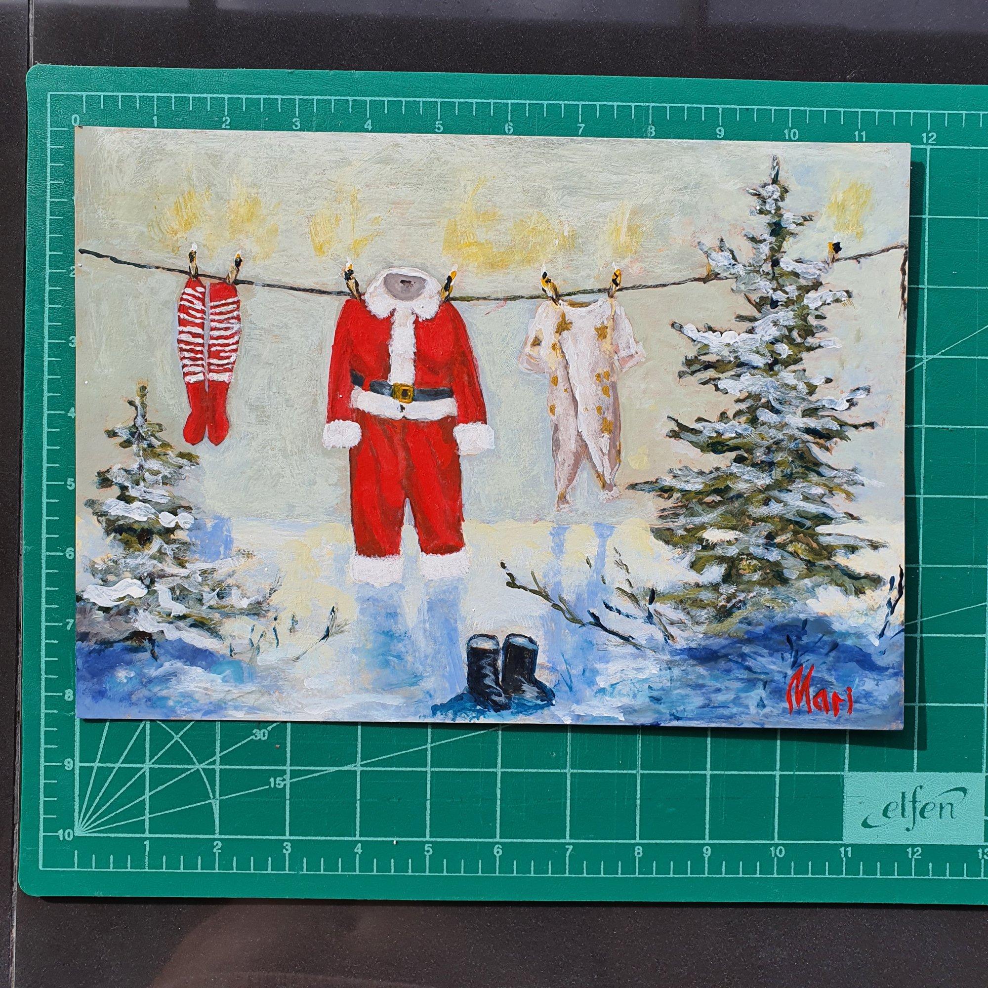Lavandería de Papá Noel. Pintura original - Painting Arte pop de Marina Fisher