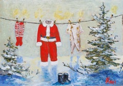 Laverie du Père Noël. Peinture originale