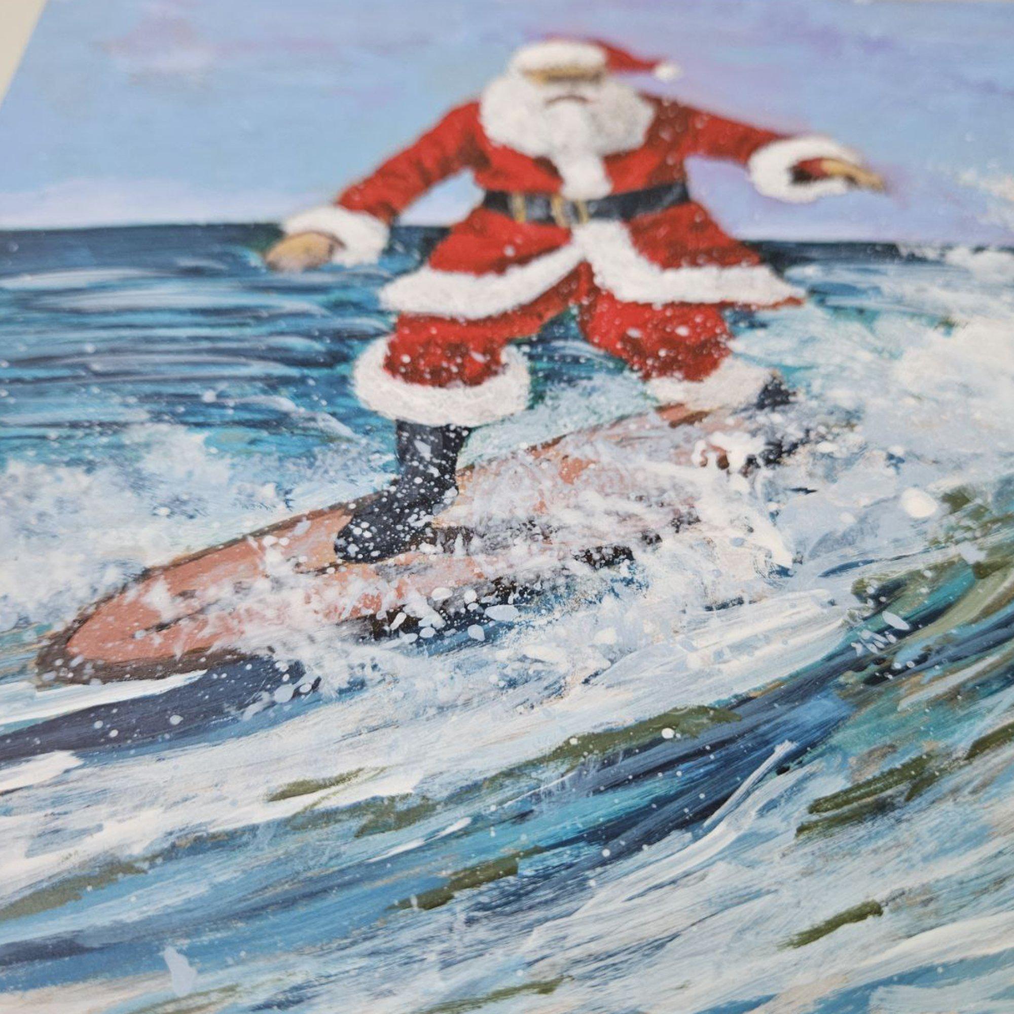 Surfeur du Santa Claus. Peinture originale en vente 5
