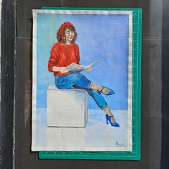 Seated Woman Reading Newspaper