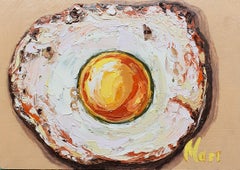 Dipinto con uovo all’occhio di bue – Arte culinaria originale per la colazione – Decorazione da parete per la cucina