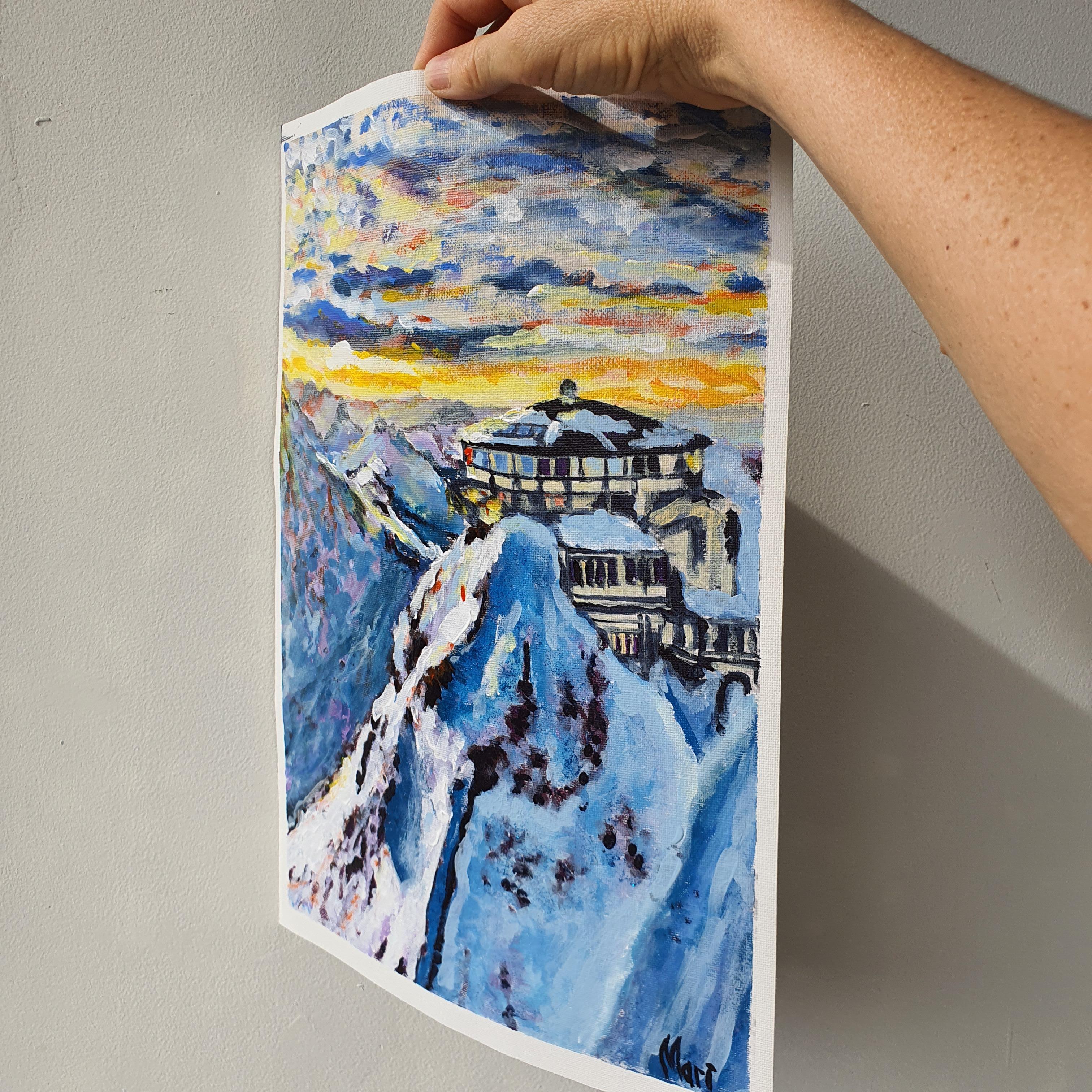 Swiss Alps Mount Pilatus Painting Original Art Switzerland Collectible Landscape For Sale 6