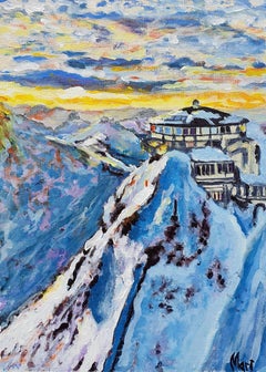 Swiss Alps Mount Pilatus Painting Original Art Switzerland Collectible Landscape