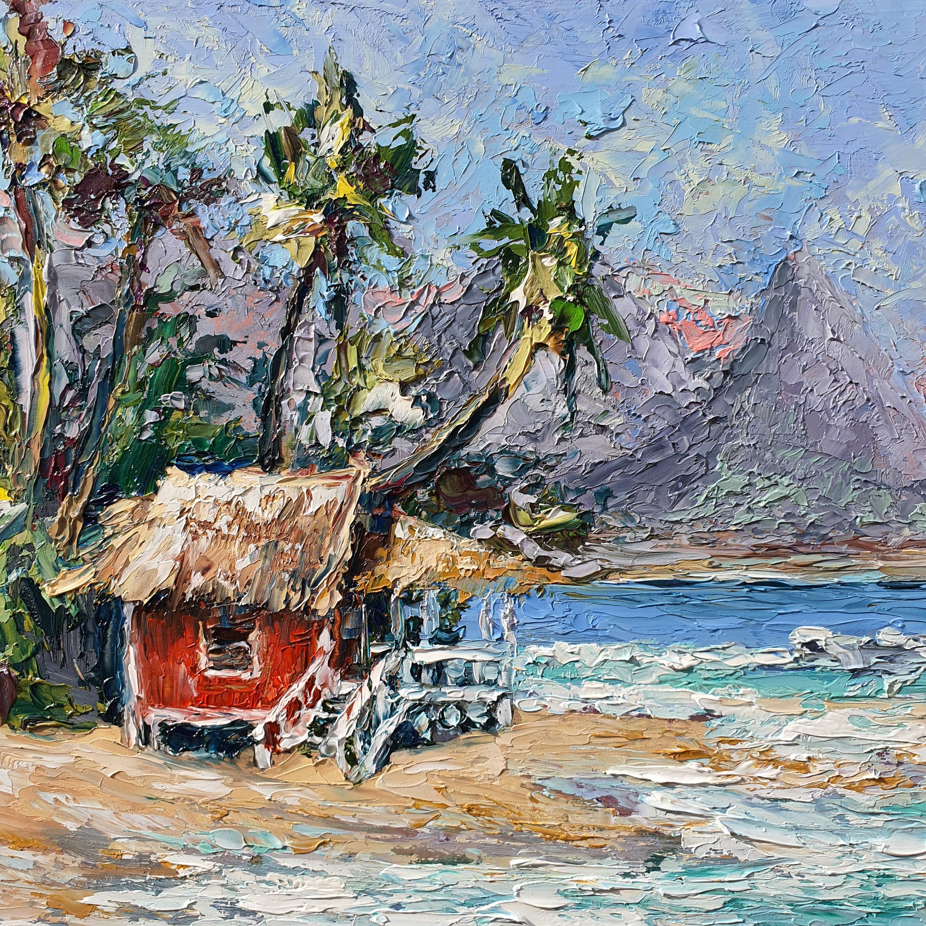 Peinture de paysage tropicale - Impressionnisme Painting par Marina Fisher