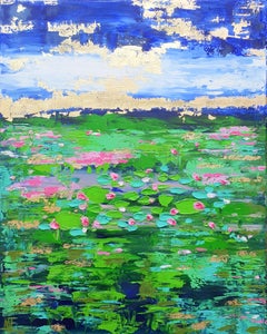 Water Lilies Original Painting Abstract Flowers Lotus Pond Art Kuwshinka Floral