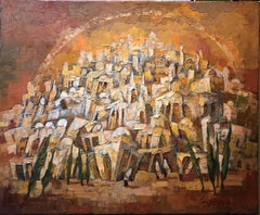 Old City Jerusalem Landscape Russian Israeli Judaica Oil Painting