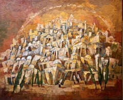 Old City Jerusalem Landscape Russian Israeli Judaica Oil Painting