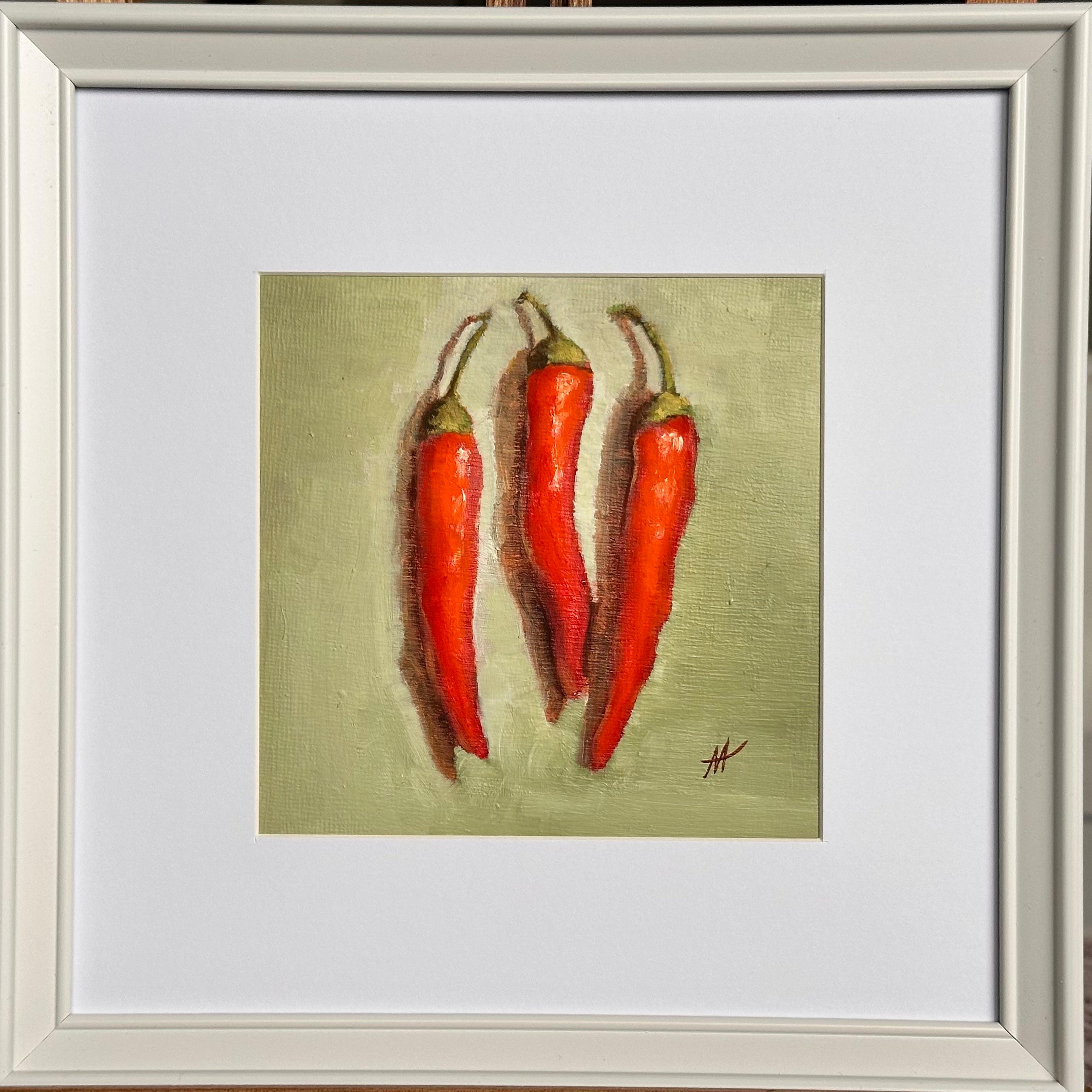 Still-Life Painting di Marina Hein - Peperoni rossi. mini dipinto originale