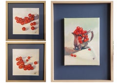 Trittico di dipinti della collezione "Fascino del ribes rosso".