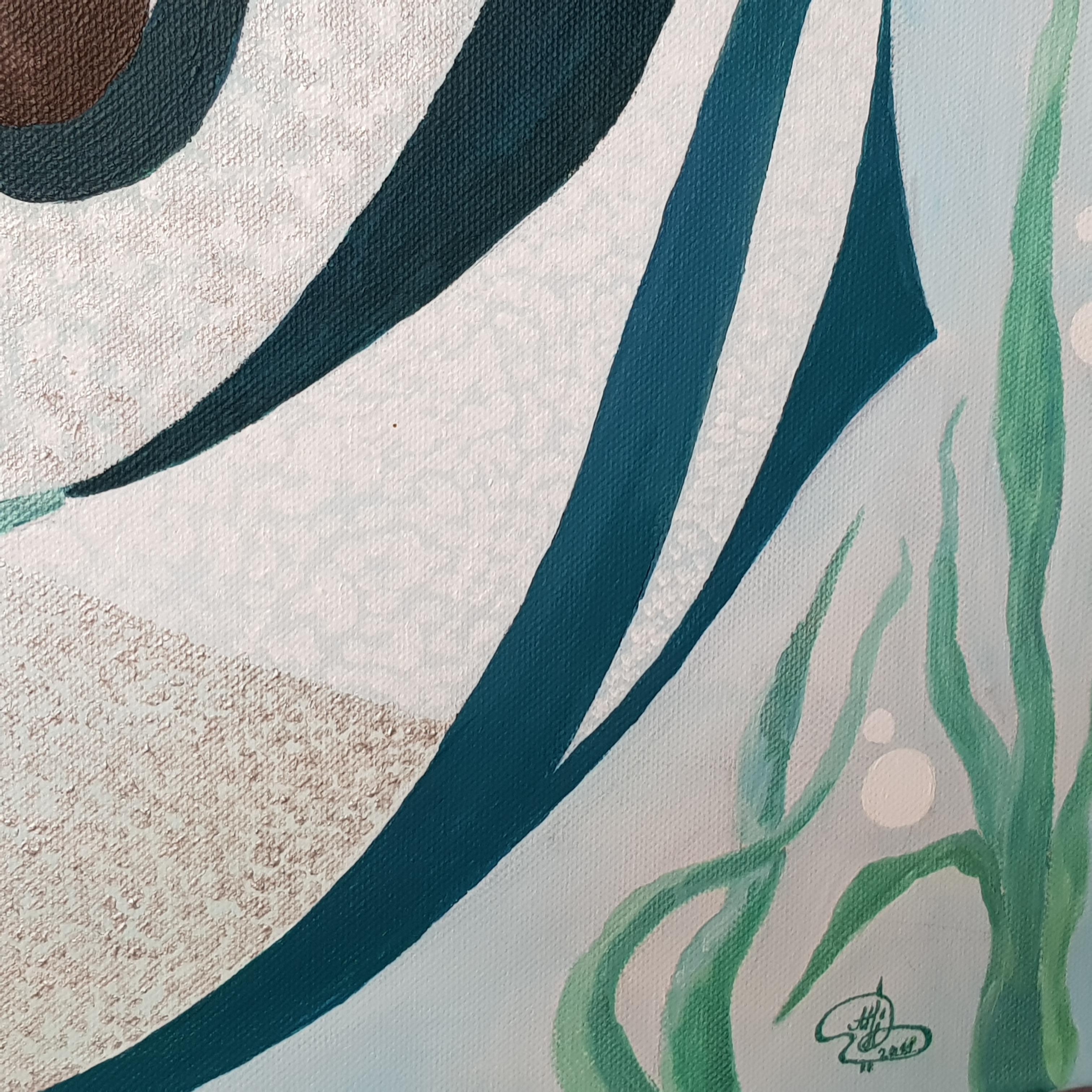 Triptychon – Unterwander-Residenz (Grau), Animal Painting, von Marina Hein