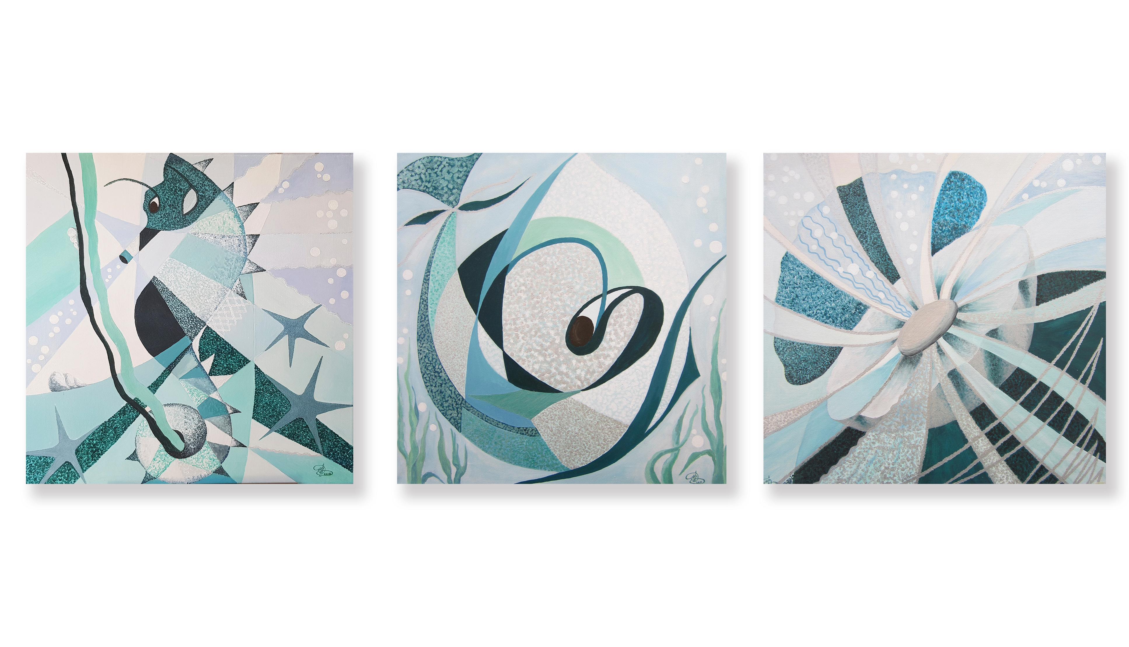 Marina Hein Animal Painting – Triptychon – Unterwander-Residenz