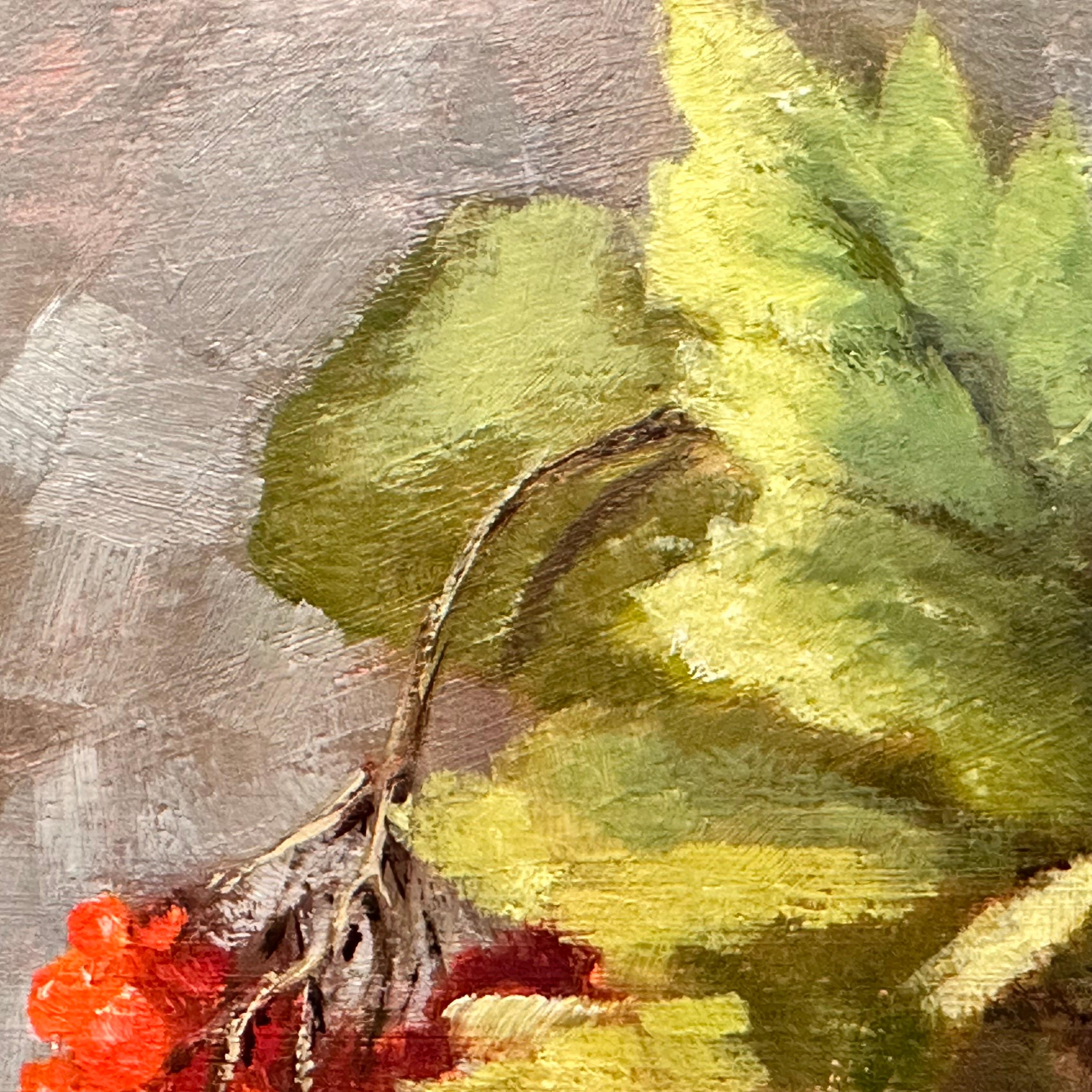Viburnum in einer Vase, Original-Minigemälde im Angebot 1